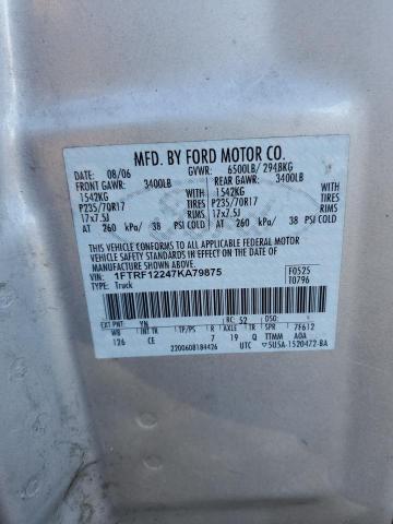 1FTRF12247KA79875 - 2007 FORD F150 SILVER photo 12