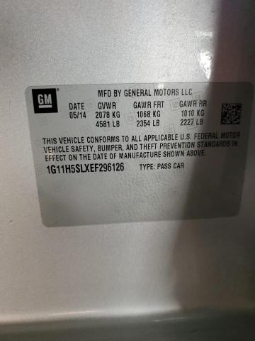 1G11H5SLXEF296126 - 2014 CHEVROLET MALIBU LTZ ვერცხლისფერი ფოტო 12