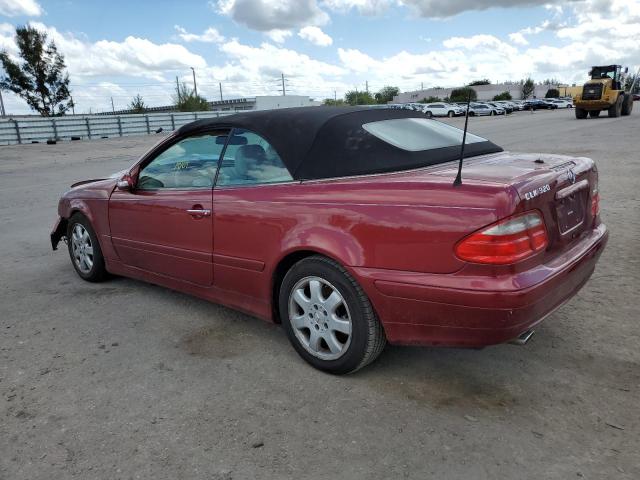 WDBLK65G82T110116 - 2002 MERCEDES-BENZ CLK 320 RED photo 2