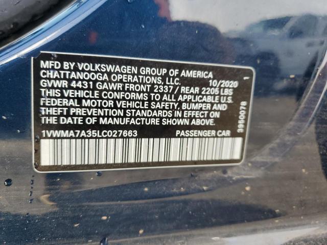 1VWMA7A35LC027663 - 2020 VOLKSWAGEN PASSAT R-LINE Blau Foto 12