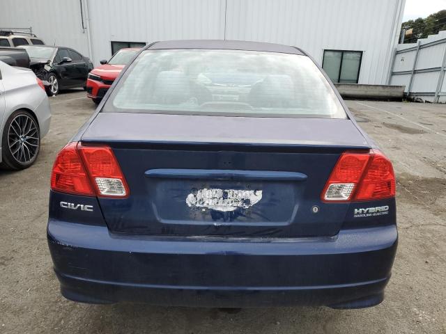 JHMES966X5S005362 - 2005 HONDA CIVIC HYBRID BLUE photo 6