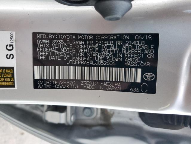 JTDEPRAEXLJ052606 - 2020 TOYOTA COROLLA LE SILVER photo 13