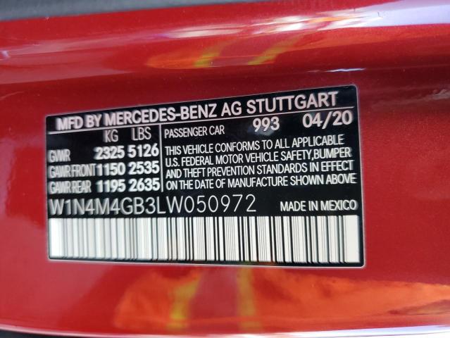 W1N4M4GB3LW050972 - 2020 MERCEDES-BENZ GLB 250 RED photo 12