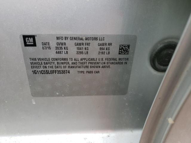 1G11C5SL6FF353874 - 2015 CHEVROLET MALIBU 1LT 银色 照片 12