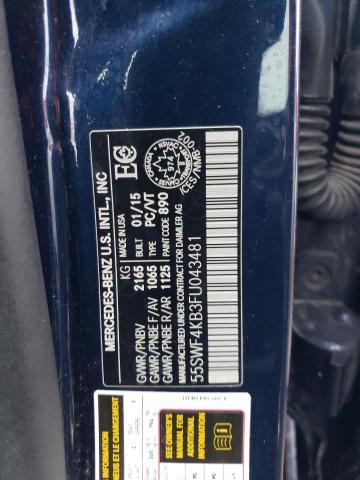 55SWF4KB3FU043481 - 2015 MERCEDES-BENZ C 300 4MATIC BLUE photo 12