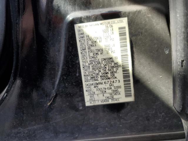 5N1AR18W96C672473 - 2006 NISSAN PATHFINDER LE 黑色 照片 13