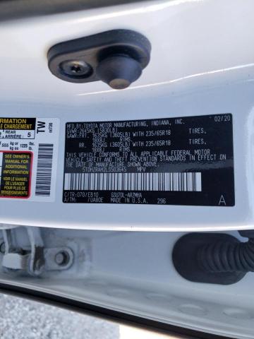 5TDHZRAH2LS503645 - 2020 TOYOTA HIGHLANDER XLE WHITE photo 13