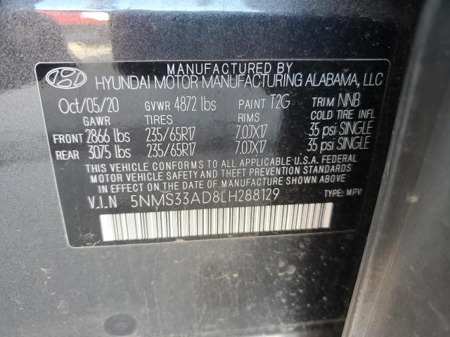 5NMS33AD8LH288129 - 2020 HYUNDAI SANTA FE SEL GRAY photo 13