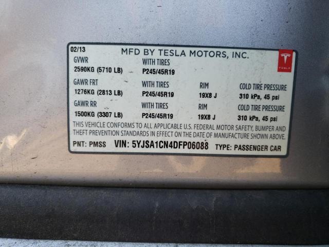5YJSA1CN4DFP06088 - 2013 TESLA MODEL S Արծաթագույն լուսանկար 12