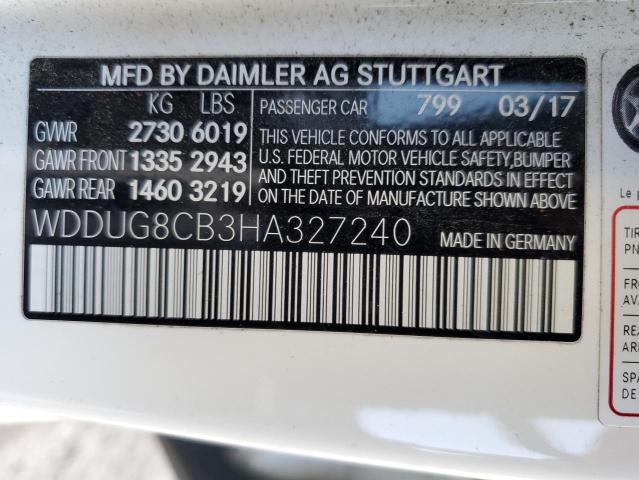 WDDUG8CB3HA327240 - 2017 MERCEDES-BENZ S 550 WHITE photo 12