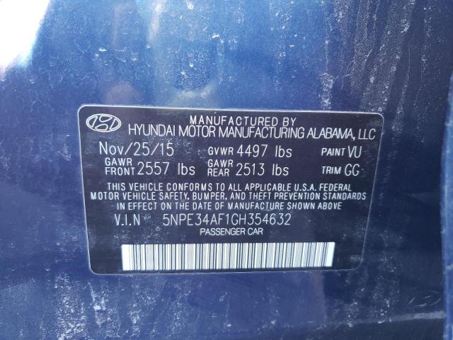 5NPE34AF1GH354632 - 2016 HYUNDAI SONATA SPORT BLUE photo 13