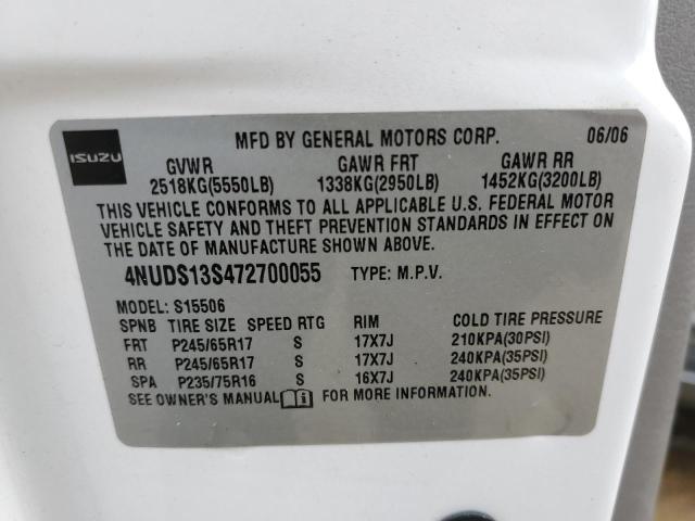 4NUDS13S472700055 - 2007 ISUZU ASCENDER S Ağ foto 13