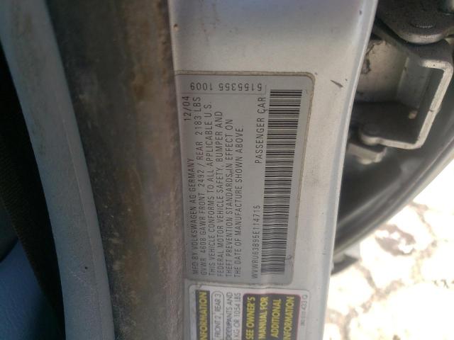 WVWRU63B95E114715 - 2005 VOLKSWAGEN PASSAT GLX Gümüş foto 10