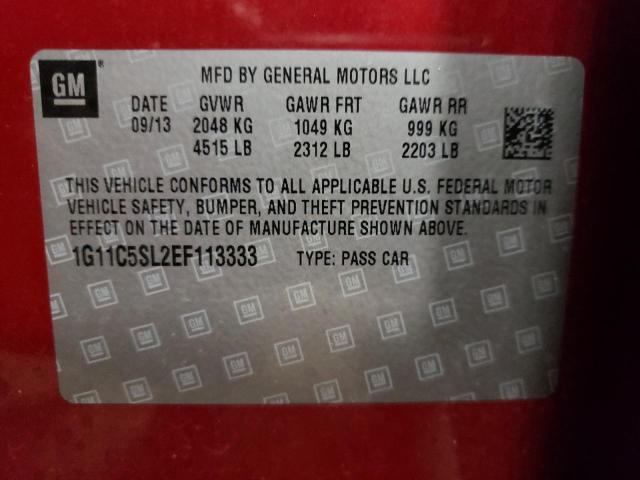 1G11C5SL2EF113333 - 2014 CHEVROLET MALIBU 1LT RED photo 12