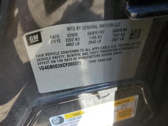 1G4GB5E3XCF269371 - 2012 BUICK LACROSSE CONVENIENCE 棕色 照片 12