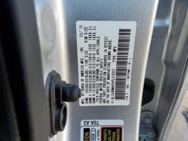 5J6RM4H34FL075237 - 2015 HONDA CR-V LX SILVER photo 12