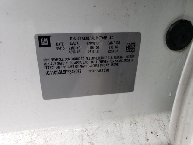 1G11C5SL5FF345037 - 2015 CHEVROLET MALIBU 1LT WHITE photo 12