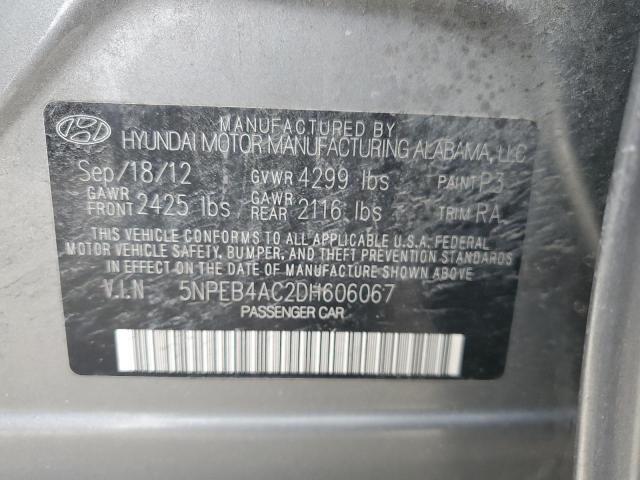 5NPEB4AC2DH606067 - 2013 HYUNDAI SONATA GLS GRAY photo 12