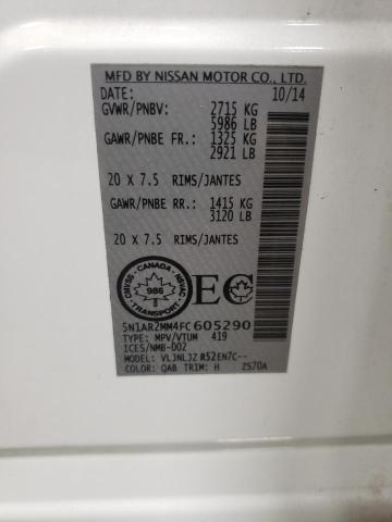 5N1AR2MM4FC605290 - 2015 NISSAN PATHFINDER S Ağ foto 12