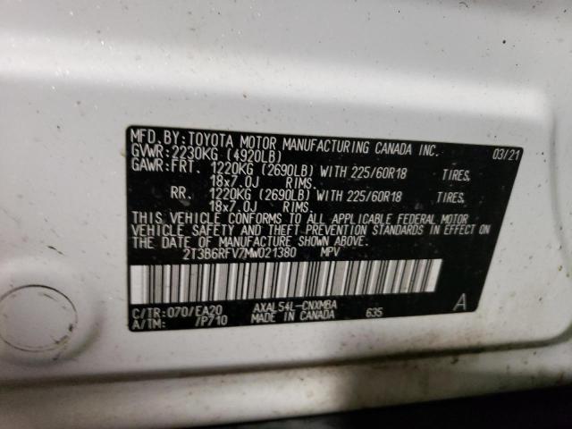 2T3B6RFV7MW021380 - 2021 TOYOTA RAV4 XLE PREMIUM CREAM photo 12