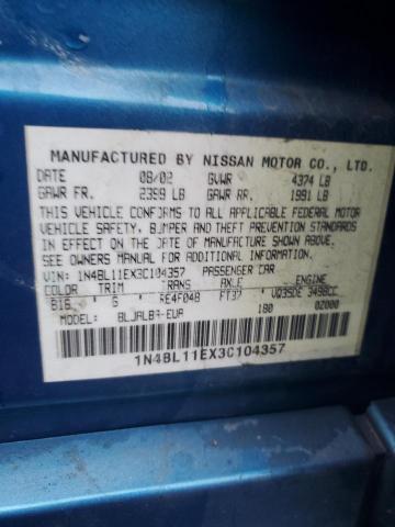 1N4BL11EX3C104357 - 2003 NISSAN ALTIMA SE BLUE photo 12