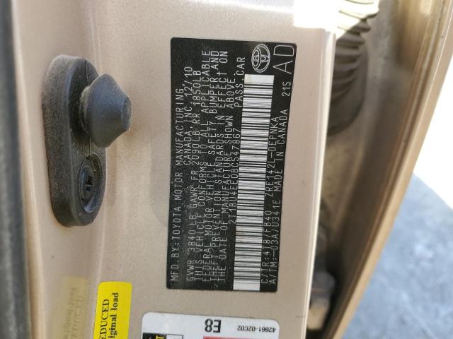 2T1BU4EE0BC547867 - 2011 TOYOTA COROLLA BASE GOLD photo 12
