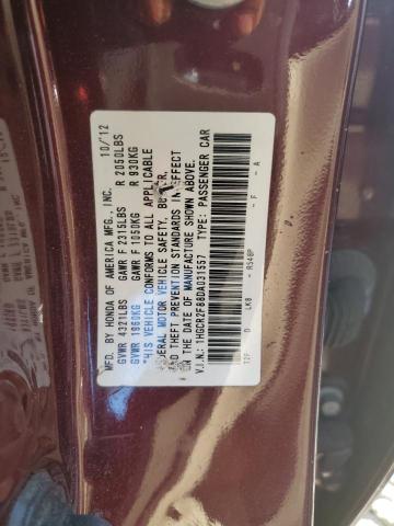 1HGCR2F88DA031557 - 2013 HONDA ACCORD EXL BURGUNDY photo 12