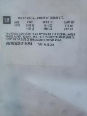 2G2WS522741124894 - 2004 PONTIAC GRAND PRIX GT2 თეთრი ფოტო 13