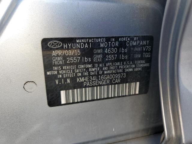 KMHE34L16GA009973 - 2016 HYUNDAI SONATA HYBRID GRAY photo 12