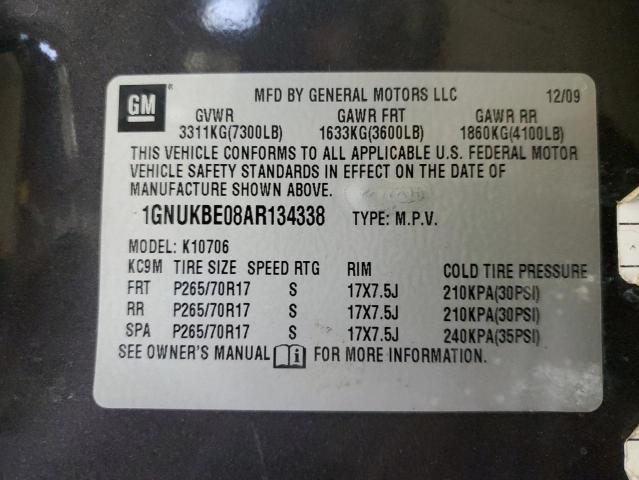 1GNUKBE08AR134338 - 2010 CHEVROLET TAHOE K1500 LT GRAY photo 12