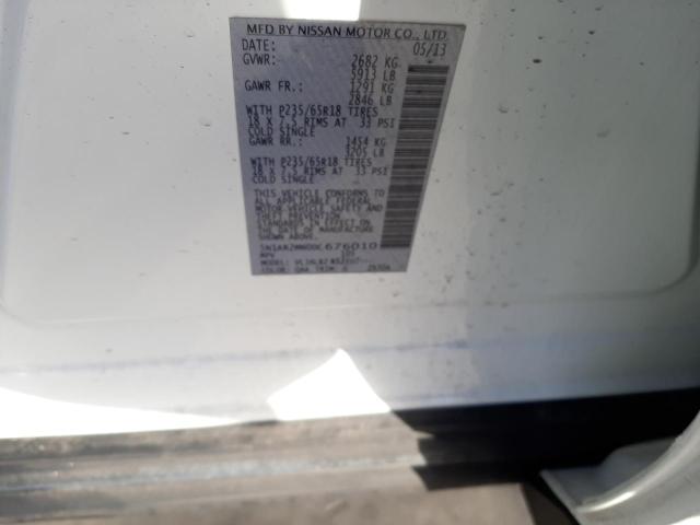 5N1AR2MN0DC676010 - 2013 NISSAN PATHFINDER S WHITE photo 13