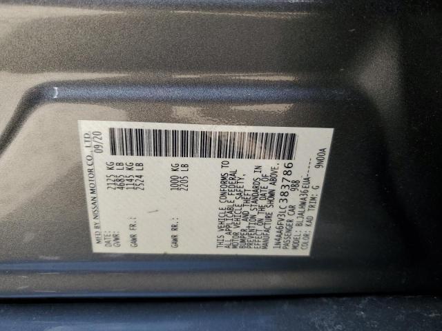 1N4AA6FV3LC383786 - 2020 NISSAN MAXIMA PLATINUM GRAY photo 13