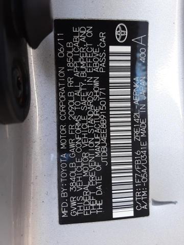 JTDBU4EE8B9150171 - 2011 TOYOTA COROLLA BASE SILVER photo 13