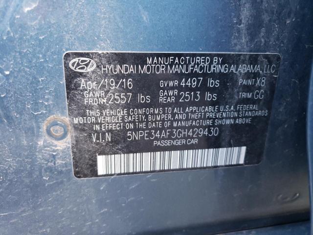 5NPE34AF3GH429430 - 2016 HYUNDAI SONATA SPORT BLUE photo 12