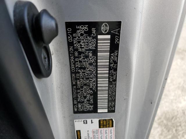 JTKDE3B72A0316752 - 2010 TOYOTA SCION TC ვერცხლისფერი ფოტო 12