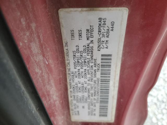 5TEVL52N52Z109480 - 2002 TOYOTA TACOMA XTRACAB RED photo 12