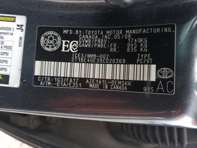 2T1BE40E39C020369 - 2009 TOYOTA COROLLA XRS GRAY photo 13