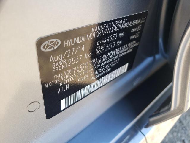 5NPE34AB9FH072217 - 2015 HYUNDAI SONATA SPORT SILVER photo 12