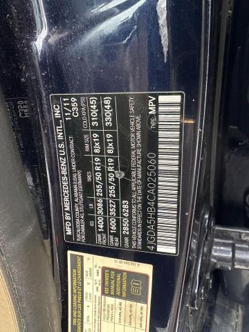 4JGDA5HB4CA025060 - 2012 MERCEDES-BENZ ML 350 4MATIC BLUE photo 10