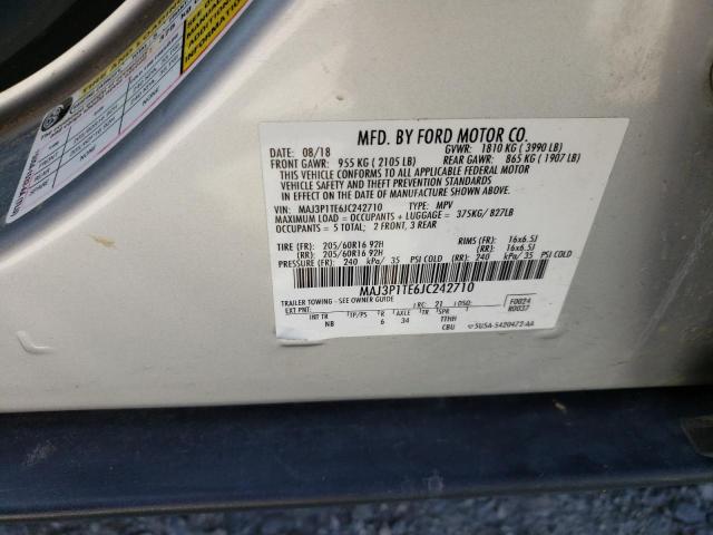 MAJ3P1TE6JC242710 - 2018 FORD ECOSPORT SE SILVER photo 14