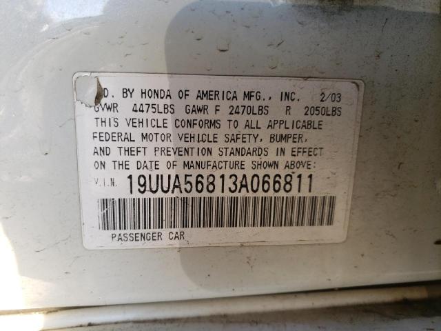 19UUA56813A066811 - 2003 ACURA 3.2TL TYPE-S WHITE photo 12