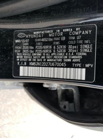 KM8JN12D27U670045 - 2007 HYUNDAI TUCSON SE BLACK photo 13