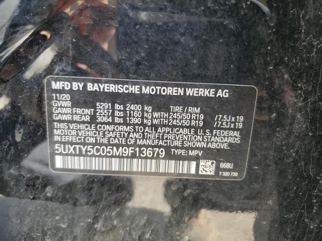 5UXTY5C05M9F13679 - 2021 BMW X3 XDRIVE30I BLACK photo 12