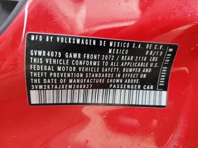 3VW2K7AJXEM208827 - 2014 VOLKSWAGEN JETTA BASE Qırmızı foto 12