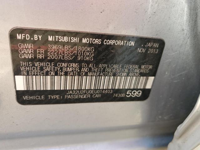 JA32U2FU0EU014403 - 2014 MITSUBISHI LANCER ES/ES SPORT SILVER photo 12