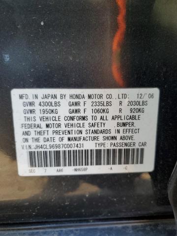 JH4CL96987C007431 - 2007 ACURA TSX GRAY photo 12