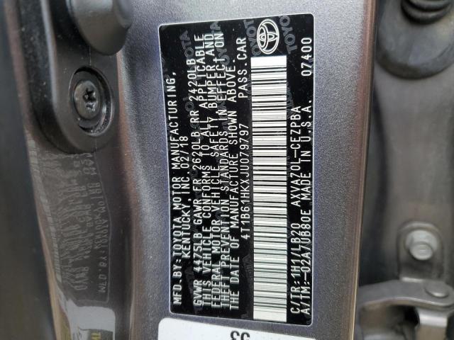 4T1B61HKXJU079797 - 2018 TOYOTA CAMRY XSE GRAY photo 12