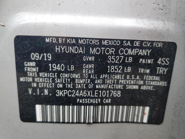 3KPC24A6XLE101768 - 2020 HYUNDAI ACCENT SE SILVER photo 12