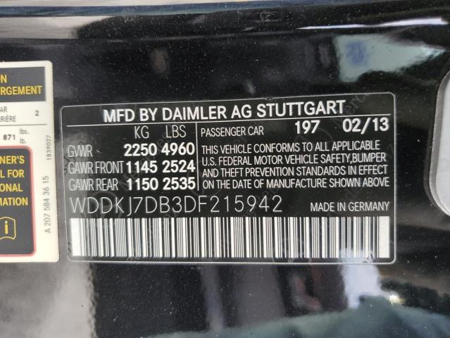 WDDKJ7DB3DF215942 - 2013 MERCEDES-BENZ E 550 BLACK photo 12