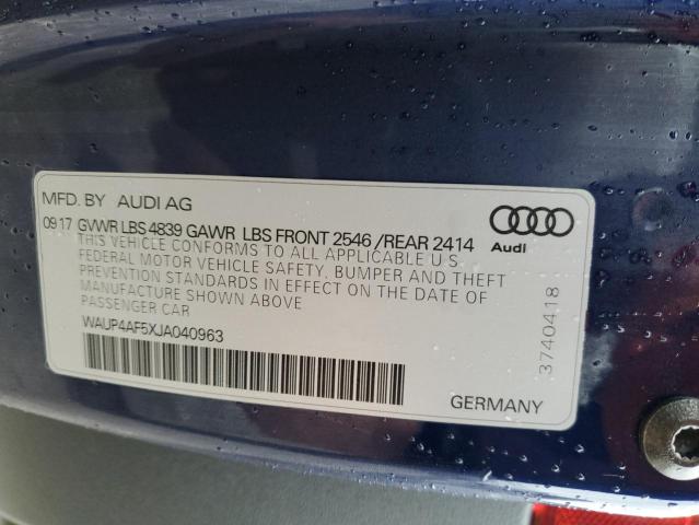 WAUP4AF5XJA040963 - 2018 AUDI S5 PREMIUM PLUS 蓝色 照片 13
